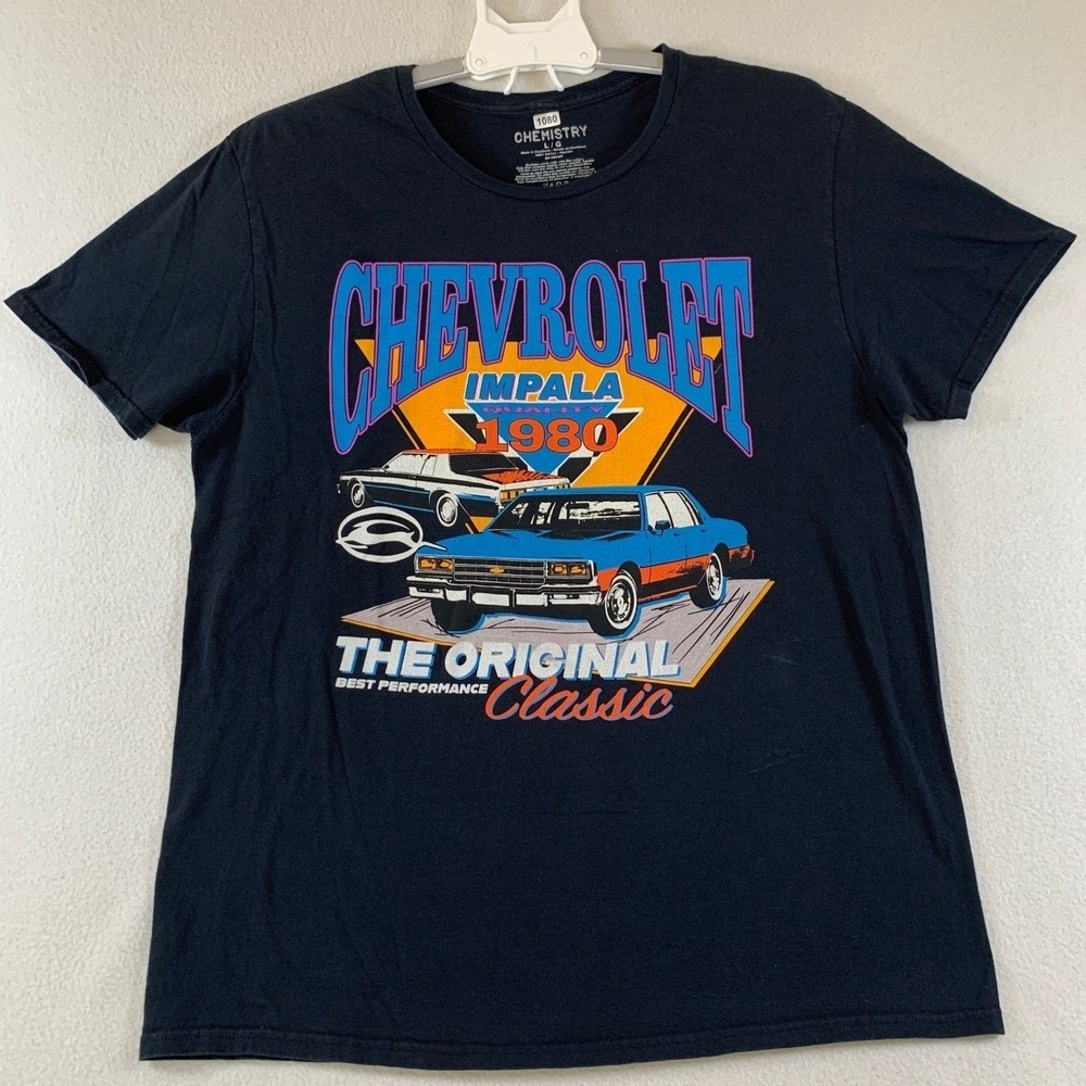 Chevrolet 1980 Impala Men's Classic Car GM Official Graphic Cotton Tee XL‎ Black